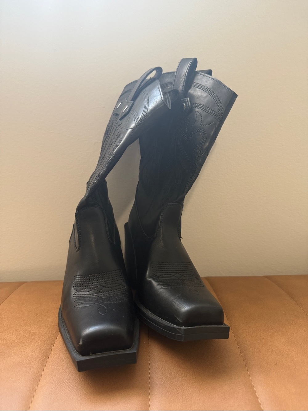 Forever 21 Square Toe Block Heel Western Boots